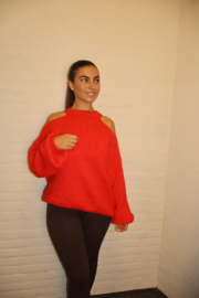 Off shoulder trui rood