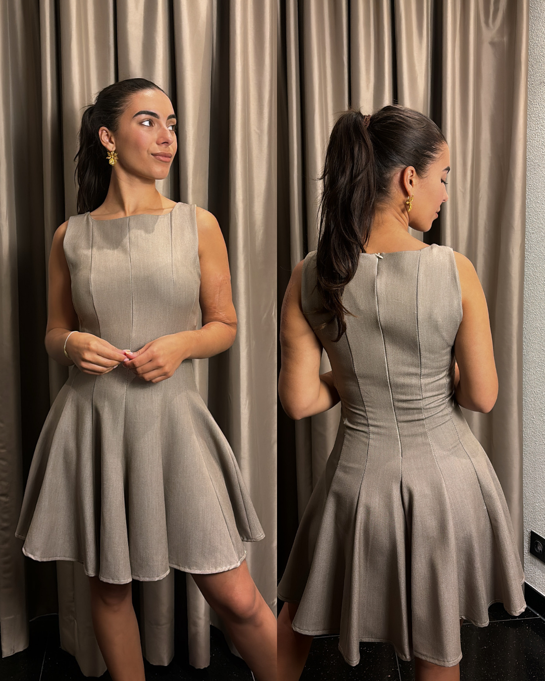 Skater dress taupe