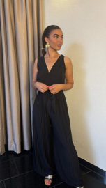 Travel jumpsuit zwart plissé