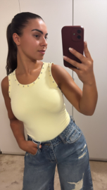 Tank top met studs butter yellow