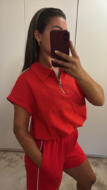 Zip up short set rood