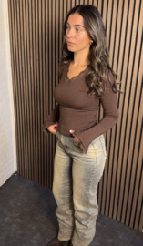 Straight leg jeans met bruine wassing