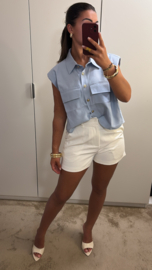 Cropped blouse blauw