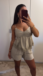 Lace short set taupe