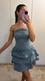 Denim jurk met ruches