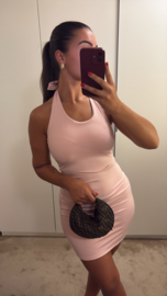 Basic halter jurk roze