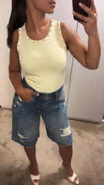 Tank top met studs butter yellow