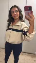 Bomber met streep beige/navy