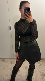 Skort leer zwart