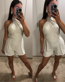 Halter playsuit beige