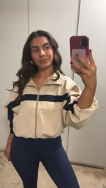 Bomber met streep beige/navy