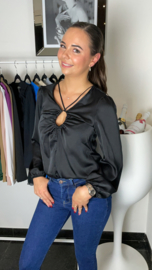 Satijnen blouse zwart