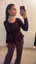 Vest met peplum aubergine