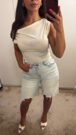 Off shoulder top licht geel