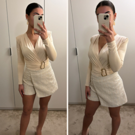 Body met gesp goud beige