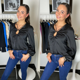 Satijnen blouse zwart