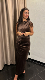 Bodycon jurk fluweel bruin