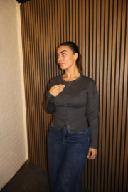 Vest donkergrijs met drukknopen