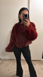 Faux fur jacket bordeaux