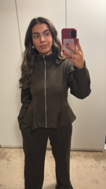 Comfy set met peplum vest bruin