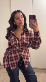 Geruite blouse bordeaux