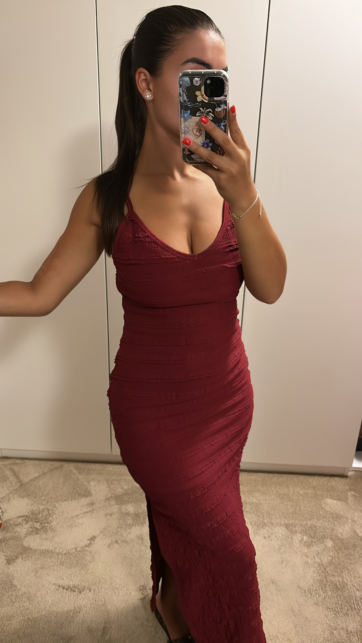 Bordeaux jurk met split