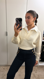 Sweater met kraagje beige / creme