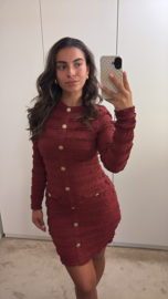 Jurk met goude knopen bordeaux