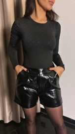 Zwarte leren short lakleer