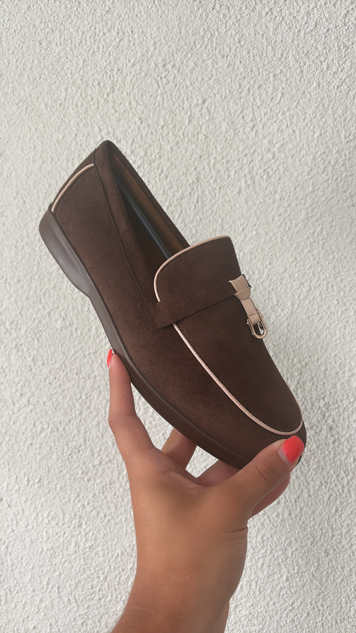 Bordeaux loafer met beige detail