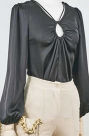 Satijnen blouse zwart