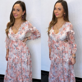 Maxi jurk met cut out en ruches