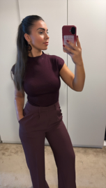 Top met stras aubergine