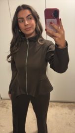 Comfy set met peplum vest bruin