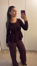 Vest met peplum aubergine