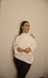 Off shoulder trui crème