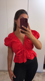 Strik blouse rood