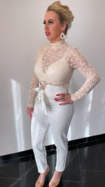 Witte pantalon met strik detail