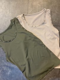 Tank top met studs khaki