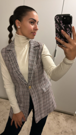 Geruit gilet met goude knoop
