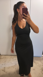 Maxi halter jurk beige