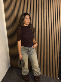 Straight leg jeans met bruine wassing