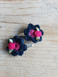Bloemetjes "dblauw/roze"