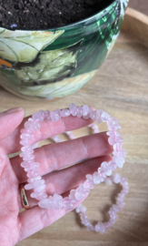 Split armband rozenkwarts fijn