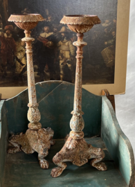 3poot kandelaar metaal beige