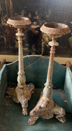 3poot kandelaar metaal beige