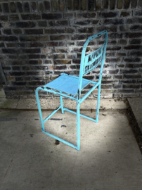 stoel, metalen blauwe stoel
