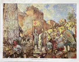 oude schoolplaat geschiedenis in oorlog of geweld