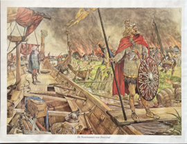 oude schoolplaat geschiedenis in oorlog of geweld