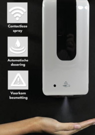 Automatische Desinfectie Zuil - 1200ml - Zilver - Automatic Dispenser - Incl. Opvang/lekbak - Contactloos - Geschikt voor Vloeistof/Alcohol – Overal te plaatsen - Modern design - DDC.7A